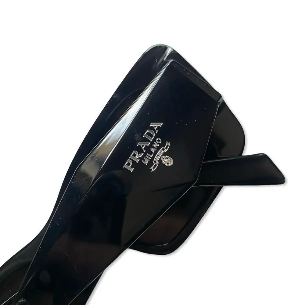 Prada Eyewear black square frame sunglasses logo sides Revolve in case $489